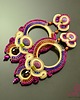 kolczyki soutache Beż fiolet i róż - bardzo długie kolczyki sutasz 4