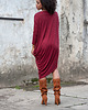 sukienki midi damskie Crimson Tube bordowa tunika z angory 1