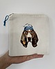 kosmetyczki Kosmetyczka z lnu. Basset w czapce 2