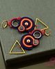 kolczyki soutache Pomarańczowo granatowe kolczyki sutasz 2