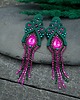 kolczyki soutache Kolczyki sutasz zielone fuksjowe z cyrkoniami Lilla długie błyszczące 1