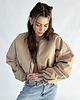 kurtki damskie Krótka kurtka bomber mocca zipper 4