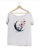 t-shirt damskie Sakura niebieskie koło szary Oversize 2