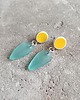 kolczyki ceramiczne Kolczyki ceramiczne żółte + szkło z morza 2