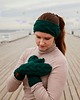 rękawiczki damskie Ciemnozielone rękawiczki wełniane z jednym palcem w warkocze 1