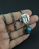 biżuteria męska Runa Mannaz z labradorytem - srebrny amulet z runą 3