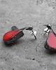 kolczyki wire wrapping Czerwony koral z listkami - sztyfty 2