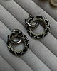 kolczyki - inne Czarno srebrne kolczyki koła z koralików Miyuki - snake pattern 4
