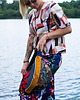 saszetka nerka Granatowa nerka damska w kwiaty KWIATOWY OBRAZ 4