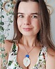 wisiory Naszyjnik w stylu boho, wisiorek makramowe piórko, kolor kobaltowy 1