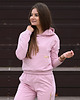 bluza z kapturem damska Bluza dresowa ze szczypankami - pudrowy róż 2