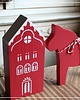 dekoracje świąteczne Zestaw - drewniany czerwony dom i konik Dala do dekoracji 2