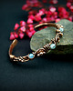 bransoletki wire wrapping Miedziana bransoleta z topazem i agatem 2