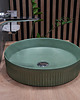 umywalki Okrągła umywalka nablatowa ryflowana 41cm kolor zielony 5