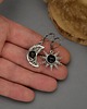 kolczyki wire wrapping Asymetryczne kolczyki księżyc i słońce obsydian złocisty wire wrapping 3