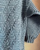 swetry męskie Ręcznie dziergany sweter z golfem z wełny jaka, kolor denim 4
