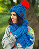 czapki damskie Czapka z wielkim pomponem MERINO 100% ,,Niebieskości" EUFORIA 7