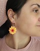 kolczyki z masy plastycznej Kolczyki dalie żółte handmade, jesienne kolczyki kwiatowe 2