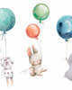 naklejki ścienne do pokoju dziecka Naklejki dla dzieci na ścianę Króliczki Balony 2