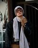 szale damskie Wełniany komplet czapka + szalik beż szary melanż 100% wełna merino 2