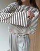 bluzki z długim rękawem damskie Longsleeve Sense choclate stripes bawełna 1