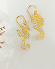 kolczyki pozłacane Ażurowe kolczyki pozłacane konik morski, z konikiem 2