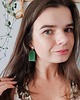kolczyki z masy plastycznej Delikatne zielone kolczyki w stylu boho, butelkowa zieleń 2