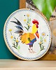 Ozdoby na ścianę Kogut w stokrotkach - tło ecru, haft w tamborku 20 cm 6