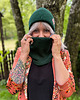 czapki damskie Bawełniana czapka beanie logo ekoskórka Zielony 1