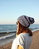 czapki damskie Niebieska czapka beanie handmade z wełną 1