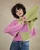 swetry damskie Całoroczny sweter oversize w kratę róż zieleń - bawełna organiczna 2