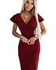 sukienki midi damskie 479-7 NINA elegancka sukienka z kopertowym dekoltem - bordowa 4