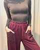 spodnie materiałowe damskie Bawełniane spodnie Borgogna 1