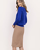 swetry damskie  Dzianinowy sweter z dekoltem w serek - SWE345 kobaltowy MKM 3