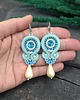 kolczyki soutache Kolczyki sutasz kremowo błękitne eleganckie z dużą łezką Cleo 1