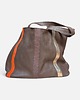 torby na ramię Shoper bag brązowa torba z pomarańczem 2