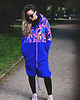 bluza z kapturem damska KWIATY długa bluza oversize z łączonych tkanin 2