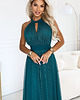 sukienki maxi damskie 662-4 Elegancka sukienka wieczorowa maxi halter z tiulem i wiązaniem w talii 2