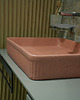 umywalki Betonowa umywalka prostokątna ryflowana 50cm w kolorze brzoskwiniowym 2