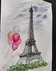 grafiki i ilustracje Paryż Francja wieża Eiffla miasta akwarela obraz balony pejzaż miejski 21x30 4