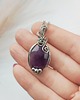 wisiory Naszyjnik Ametyst stal chirurgiczna wisiorek handmade wirewrapping 4