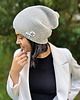 czapki damskie Luźna czapka z bawełny logo kolorowe "Jasny szary" 2