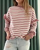 bluza bez kaptura damska Bluza paski różowe oversize falbanka 1