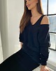 sukienki maxi damskie Komplet PARIS sukienka prążek i krótka bluza/granatowy 2