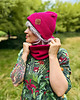 czapki damskie Bawełniana czapka beanie logo ekoskórka Malina 6