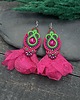 kolczyki soutache Kolczyki sutasz różowo zielone wiosenne lekkie z jadeitem Ballerina 2