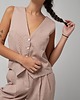 kamizelki damskie Wełniana elegancka kamizelka różowa w tenisowy prążek, ROSE DAWN 2