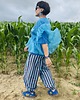 spodnie materiałowe damskie Balloon pants w paski n/b 4