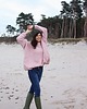 swetry damskie  Sweter handmade oversize  z wełną  pudrowy róż 5