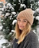 czapki damskie SOWA - duża puchata wełniana eko czapka- karmel 1